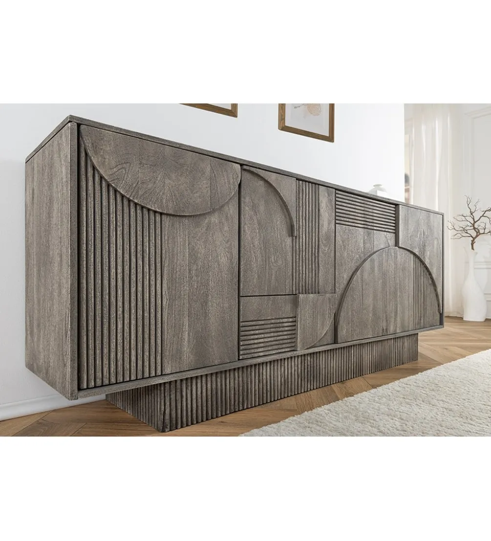 Komoda ART DECO 170 cm drewno mango szary