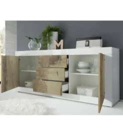 Komoda BASIC 210 cm biała z dodatkiem koloru klon Pero