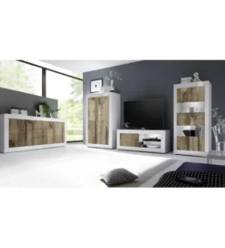 Komoda BASIC 210 cm biała z dodatkiem koloru klon Pero