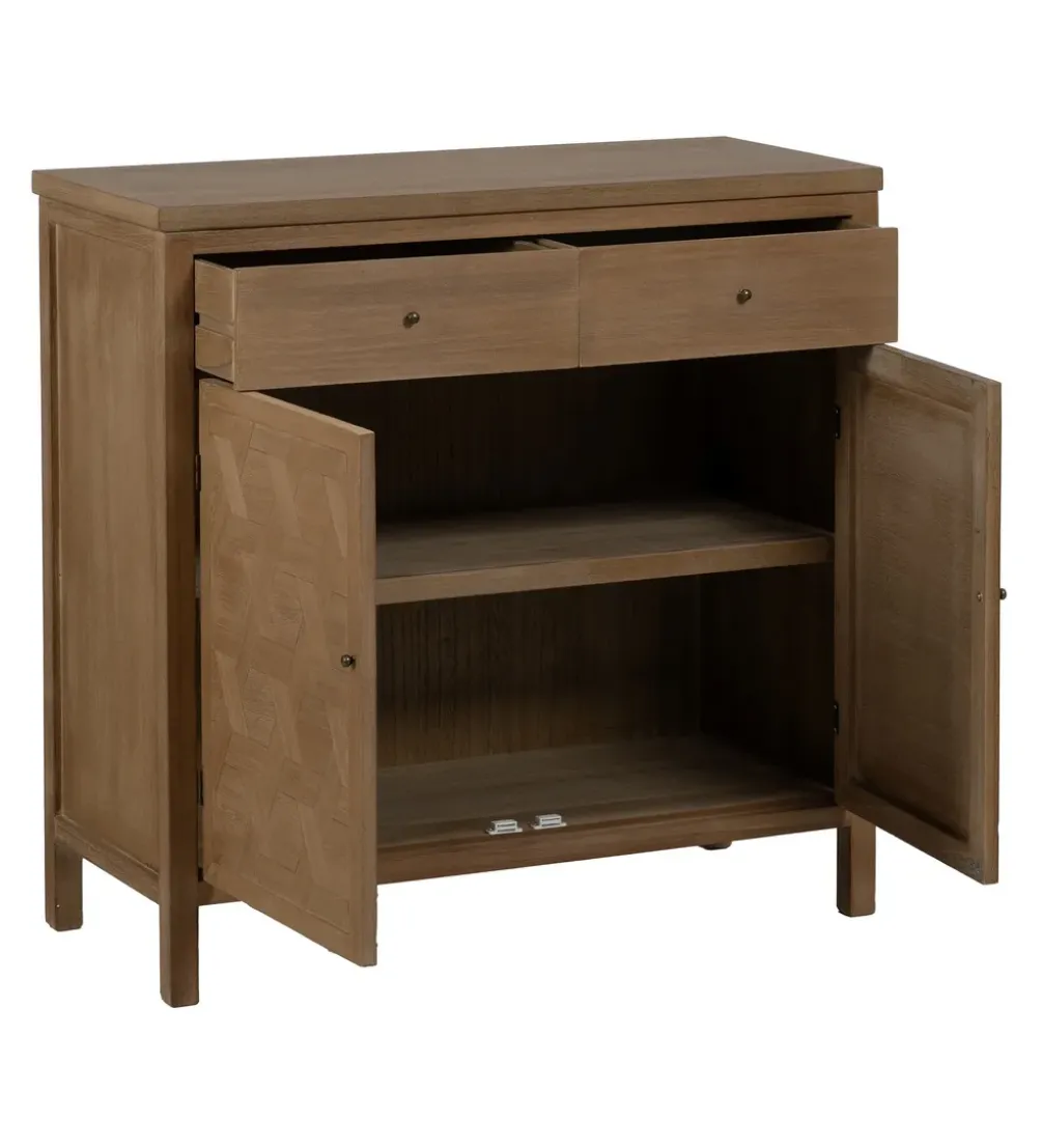 Komoda BATARU 90 cm drewno paulowni naturalna