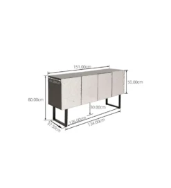 Komoda CARINO 151 cm srebrna