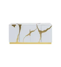 Komoda Cracked 165 cm biało złota