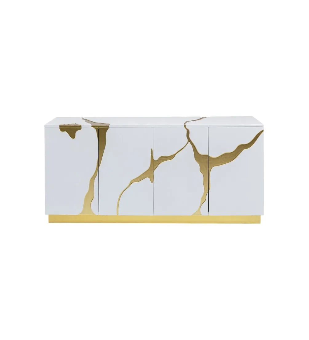 Komoda Cracked 165 cm biało złota