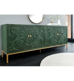 Komoda 3D PEACOCK 175 cm drewno mango ciemnozielona