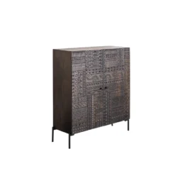 Komoda 3D TRIBAL 120 cm drewno mango ciemny brąz