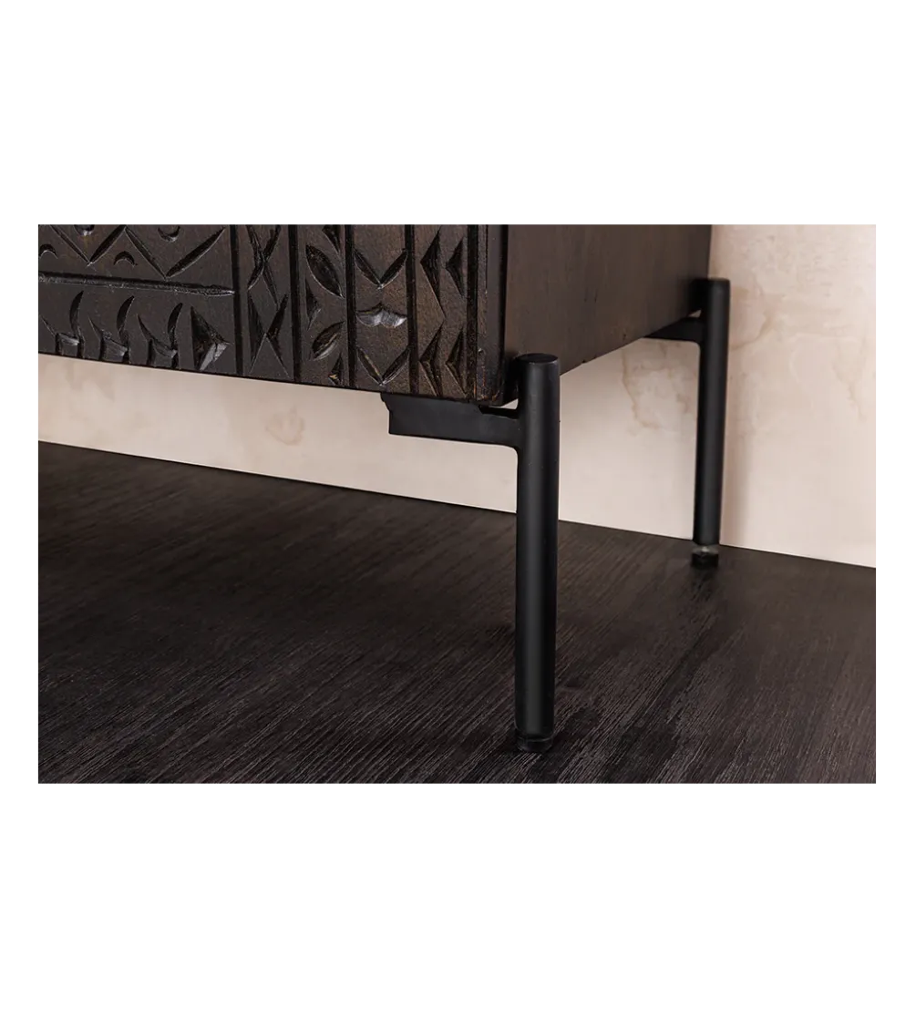 Komoda 3D TRIBAL 120 cm drewno mango ciemny brąz