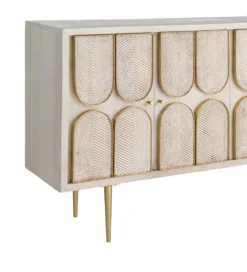 Komoda ESPAZERO 152 cm drewno mango biała