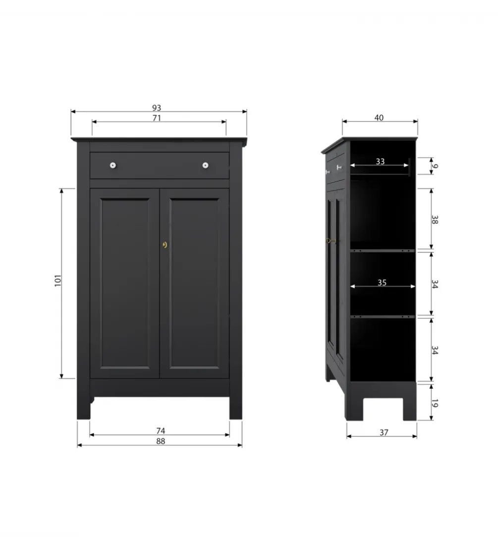 Komoda EVA 150 cm drewno sosna czarna