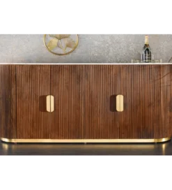 Komoda GATSBY 170 cm drewno mango blat biały marmur