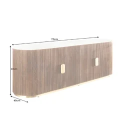 Komoda GATSBY 170 cm drewno mango blat biały marmur