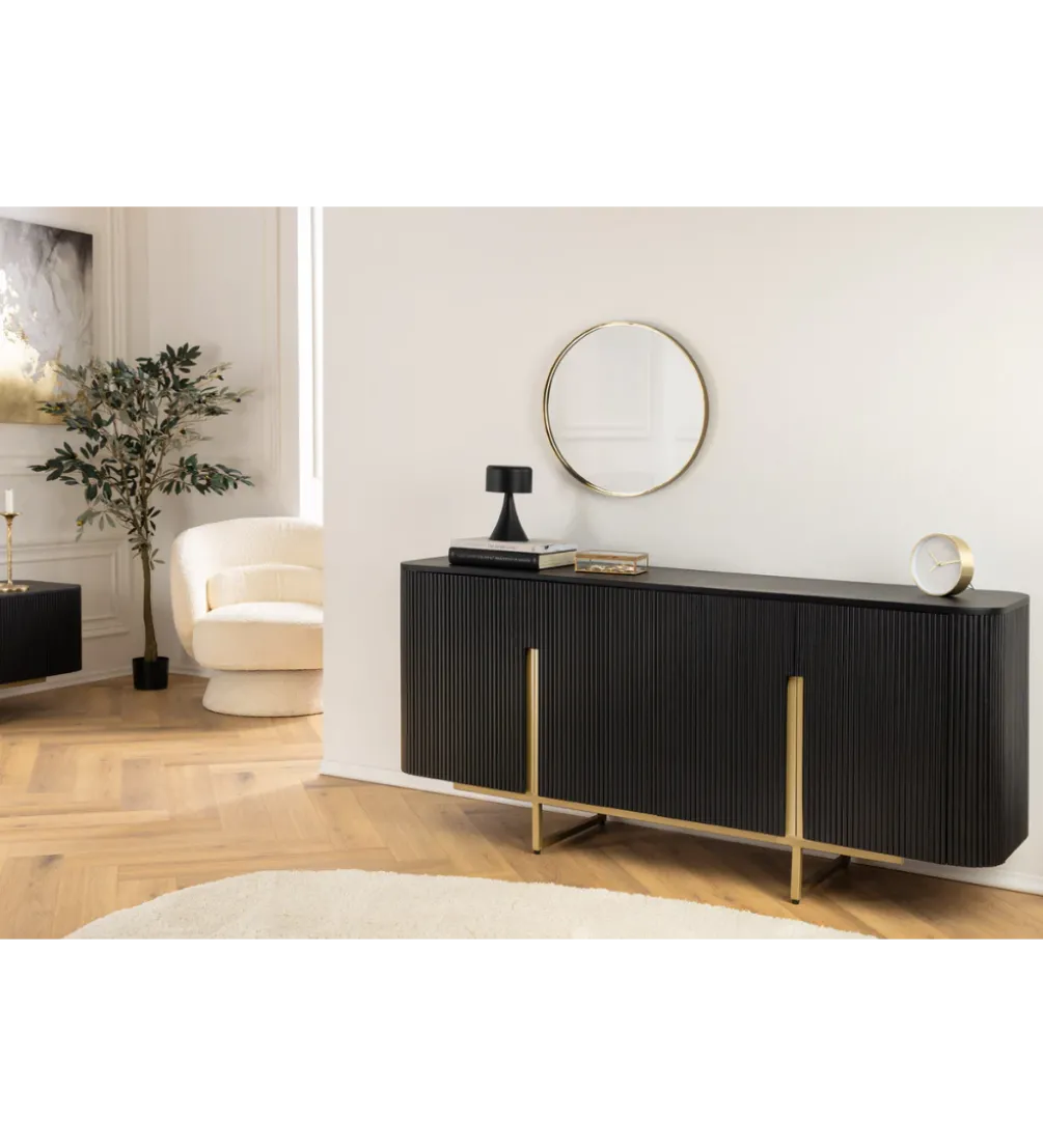 Komoda GATSBY 160 cm drewno mango czarna
