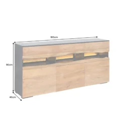 Komoda GRAND ACACIA 180 cm drewno akcja LED