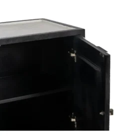 Komoda HALENSA 102 cm drewno mango czarnobiała