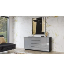 komoda HELIO 160 cm szaro czarna