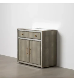 Komoda KOSTI 81 cm szklana srebrno-szary