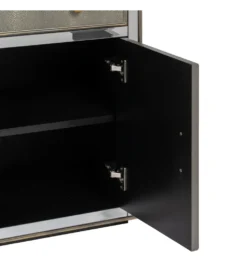 Komoda KOSTI 81 cm szklana srebrno-szary