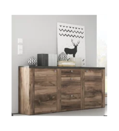 Komoda LARONA 176 Cm O Wybarwieniu Satin Nussbaum z kolorem Touchwood