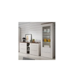 Komoda LARONA 155 cm o wybarwieniu Sonoma Trufel z kolorem Sibiu Larche