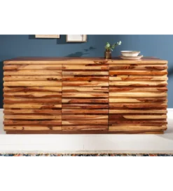 Komoda LATIKA Relief 160 cm drewno Sheesham