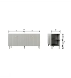 Komoda MADU 160 cm drewno sosna szara