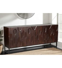 Komoda MIRNO 175 cm drewno akacja w kolorze ciemnego orzecha