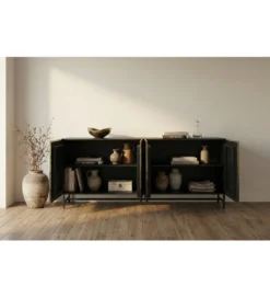 Komoda OXID 180 cm drewno mango czarno złota