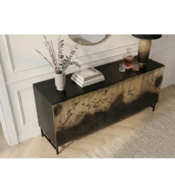 Komoda OXID 180 cm drewno mango czarno złota
