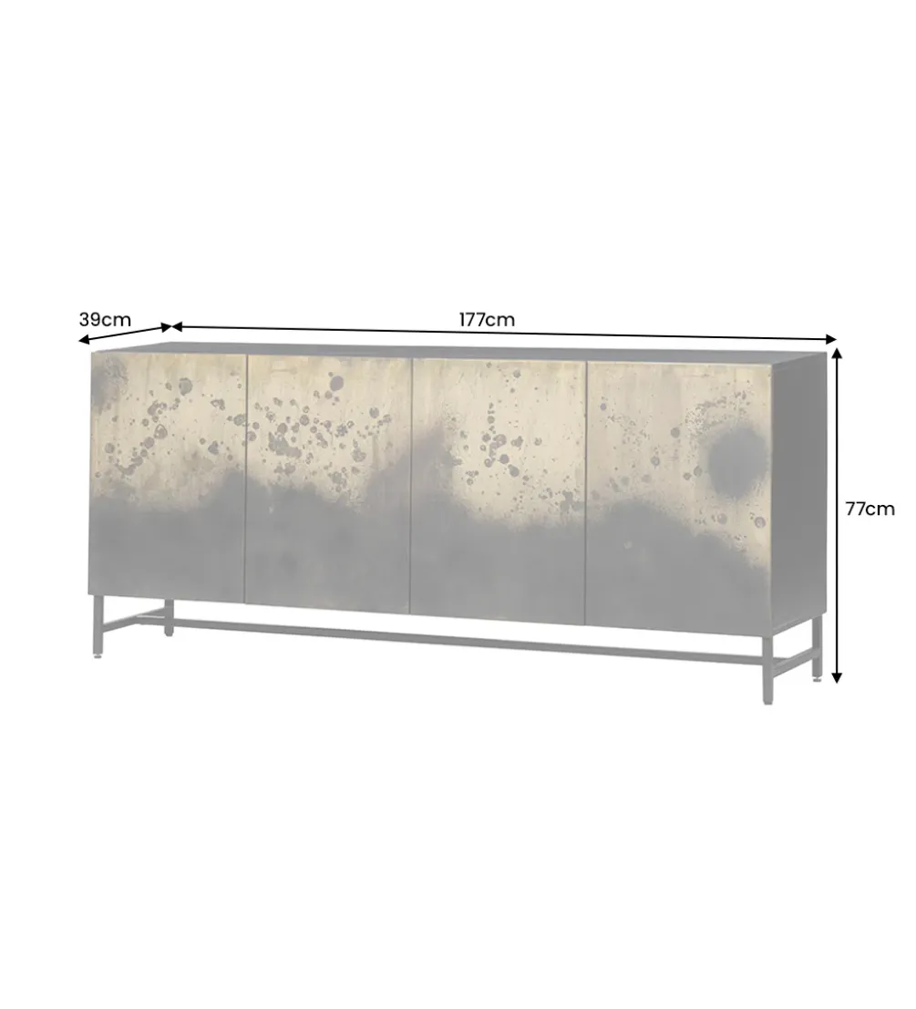 Komoda OXID 180 cm drewno mango czarno złota