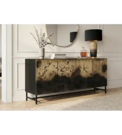 Komoda OXID 180 cm drewno mango czarno złota