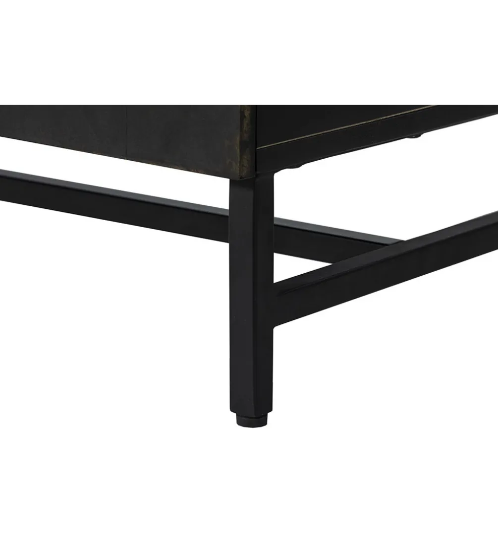 Komoda OXID 180 cm drewno mango czarno złota