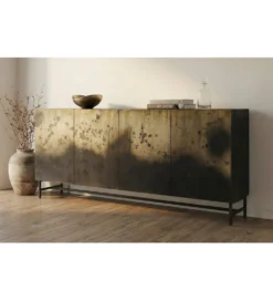 Komoda OXID 180 cm drewno mango czarno złota