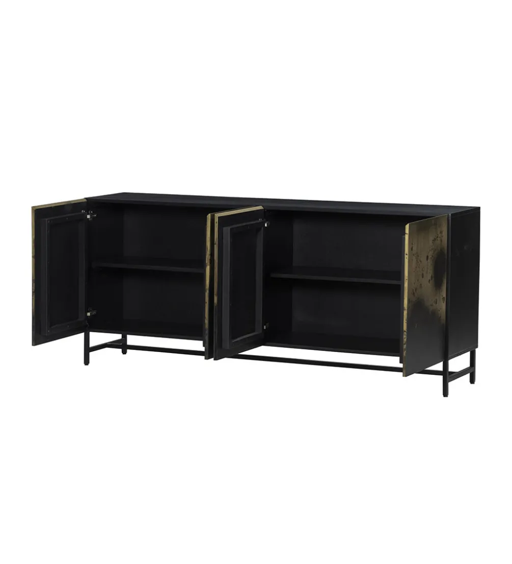 Komoda OXID 180 cm drewno mango czarno złota