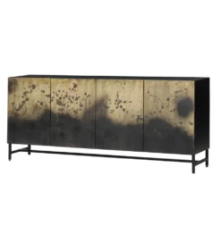 Komoda OXID 180 cm drewno mango czarno złota