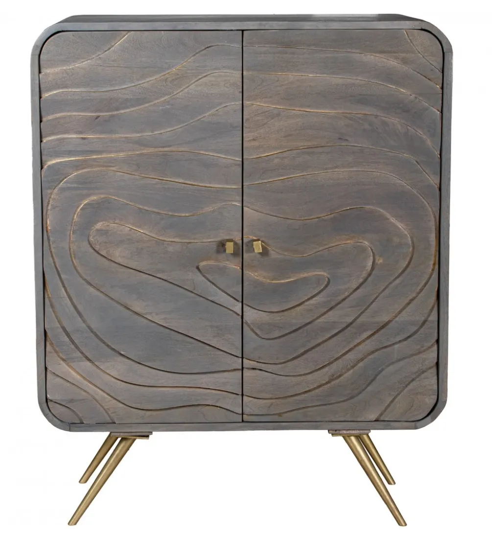 Komoda QUTINESKA 110 cm drewno mango szara