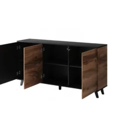 Komoda RANDOM 160 cm w kolorze dąb wotan z kolorem czarnym