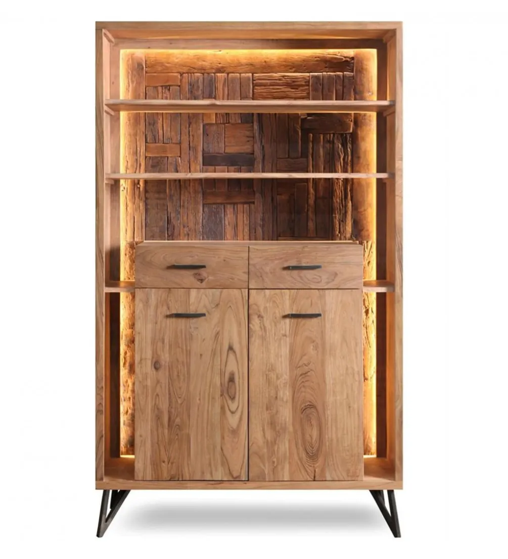 Komoda REGO 195 cm led drewno akacja