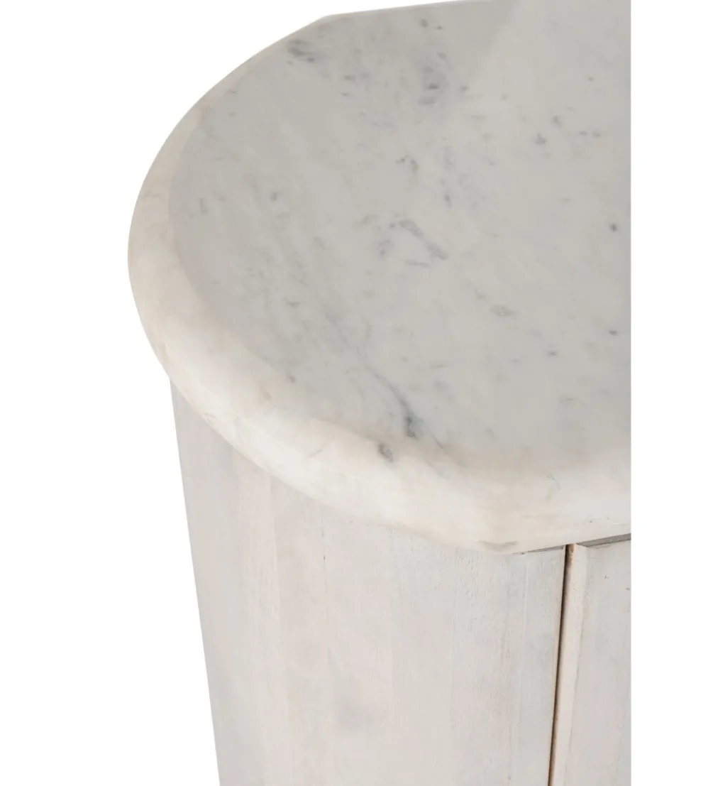 Komoda ROUNDEGO 116 cm blat marmur biały