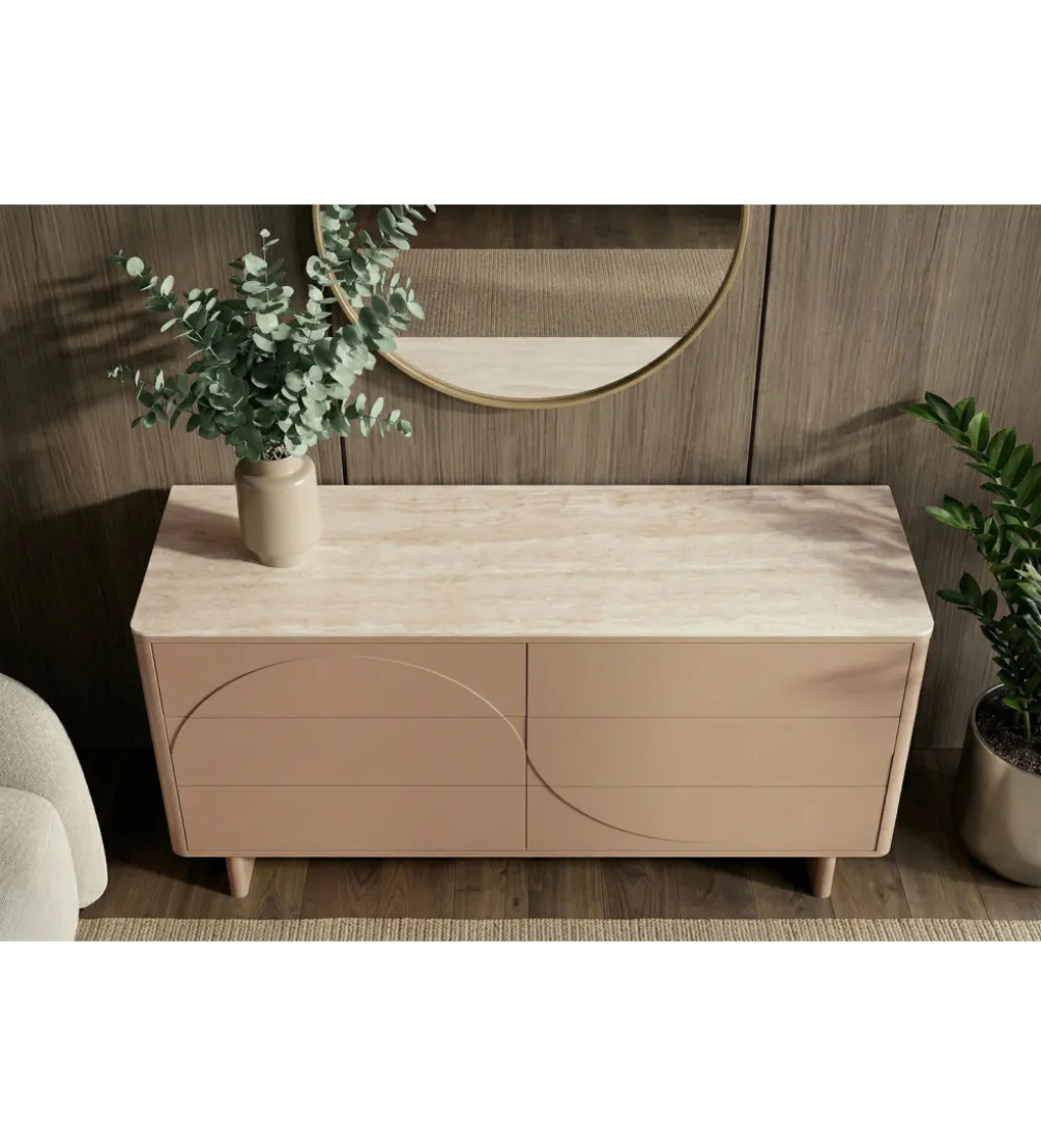 Komoda SAVOY 150 cm ceramika w optyce trawertynu