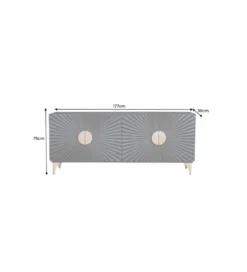 Komoda SOLARIS 180 cm drewno mango w kolorze czarno złotym wzór 3D