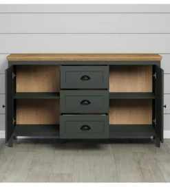 Komoda STANTON  143 cm w optyce dębu Evoke Ciemnozielony