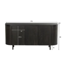 Komoda Tobago 170 cm czarny