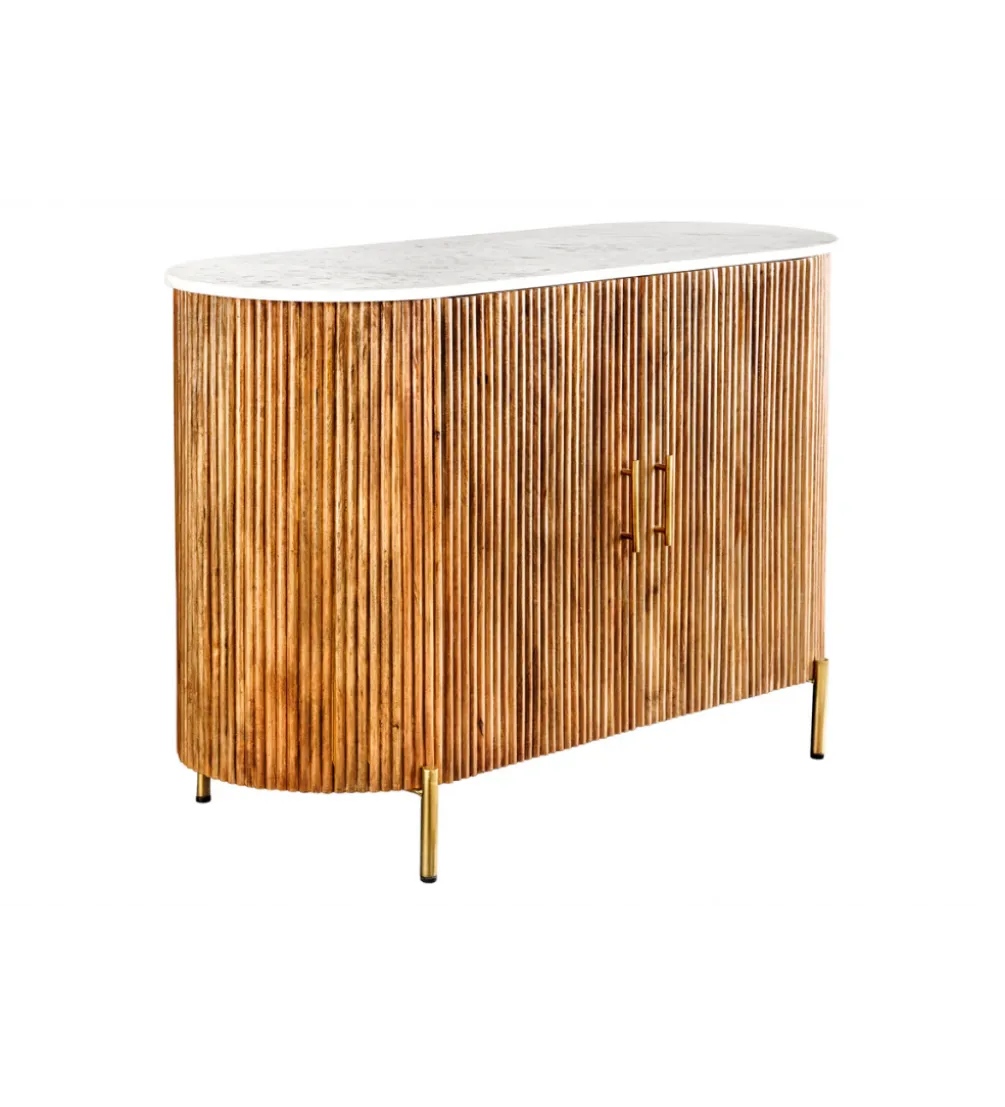 Komoda TRES CHIC 105 cm drewno mango biały marmur naturalna