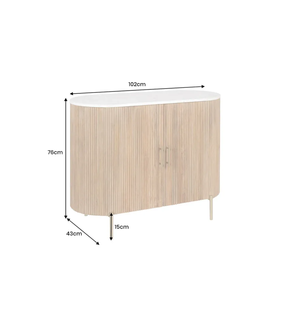 Komoda TRES CHIC 105 cm drewno mango biały marmur naturalna