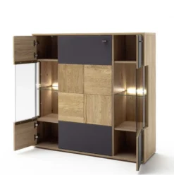 Komoda VALENCIA 124 cm antracytowo naturalna