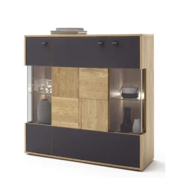 Komoda VALENCIA 124 cm antracytowo naturalna