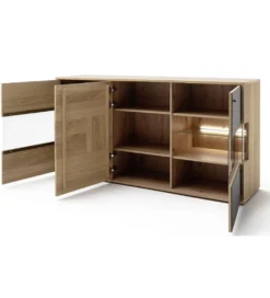 Komoda VALENCIA 184 cm antracytowo naturalna