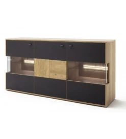 Komoda VALENCIA 184 cm antracytowo naturalna