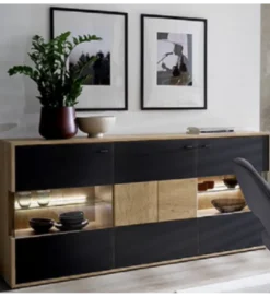 Komoda VALENCIA 184 cm antracytowo naturalna