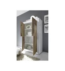 Komoda wysoka BASIC 102 cm biała z dodatkiem koloru klon pero