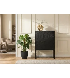 Komoda wysoka 3D ORBIT 120 cm drewno mango czarna